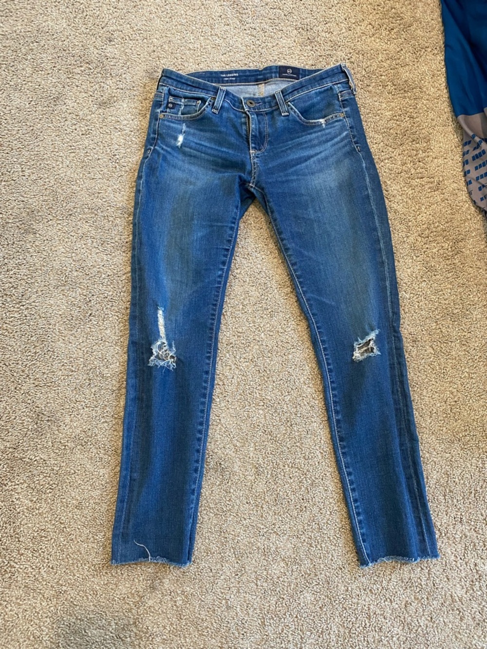 AG Adriano Goldschmied Women’s Skinny Ripped Dark Blue Jeans